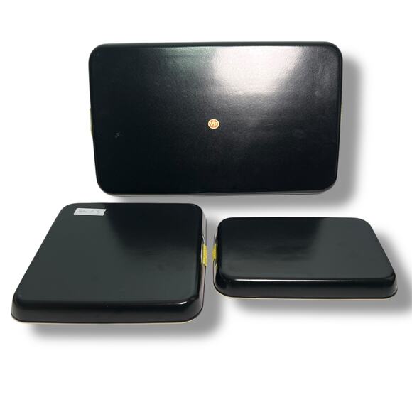 Vintage Apex Lacquer Ware Christmas Tree Tray Set of 3 Sizes Japan Nesting - Picture 2 of 10